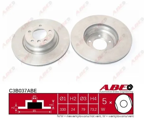 Тормоз дисковый передний ABE C3B037ABE цена, от 67.33 USD