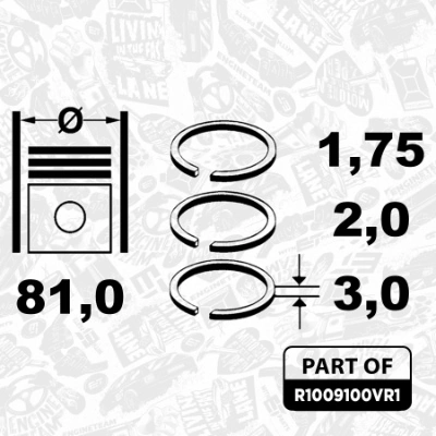 Купить 843230000 Goetze Комплект поршневых колец на 1 цилиндр, стандарт