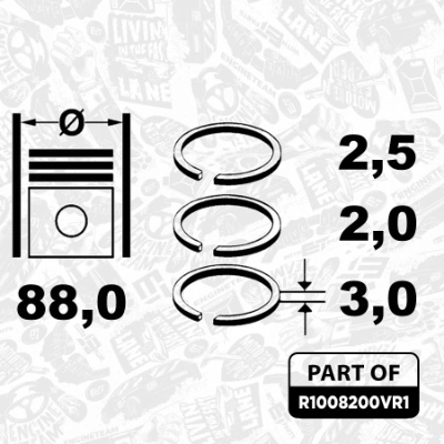 Купить 9108900 NE/NPR Комплект поршневых колец на 1 цилиндр, стандарт