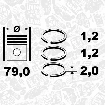 Комплект поршневых колец на 1 цилиндр, стандарт 9355900 SM