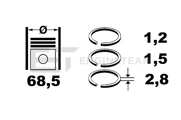 KG0100104 KAP Поршневые кольца на 1 цилиндр, STD