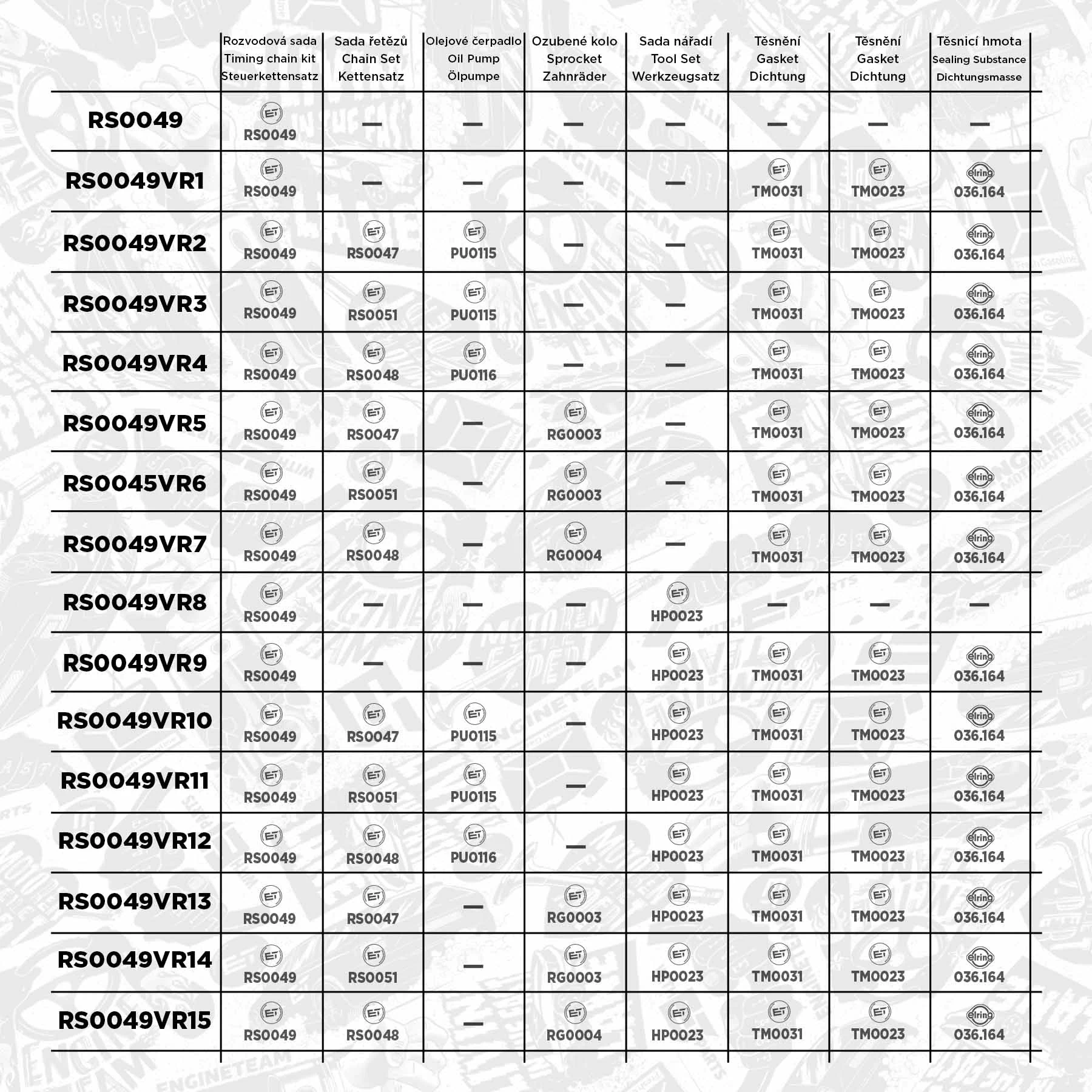 Комплект цепи ГРМ 1350640010 Daihatsu
