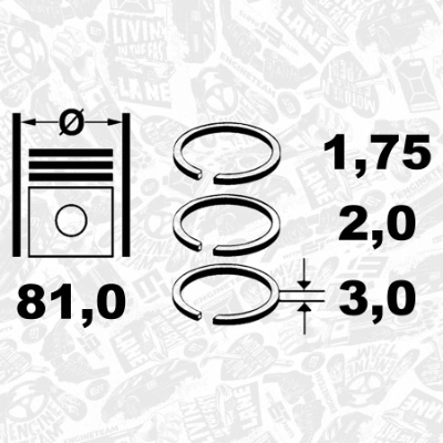 R1009100 ET Engineteam Поршневые кольца на 1 цилиндр, STD