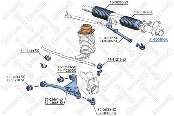 5100068SX Stellox Наружный наконечник рулевой тяги