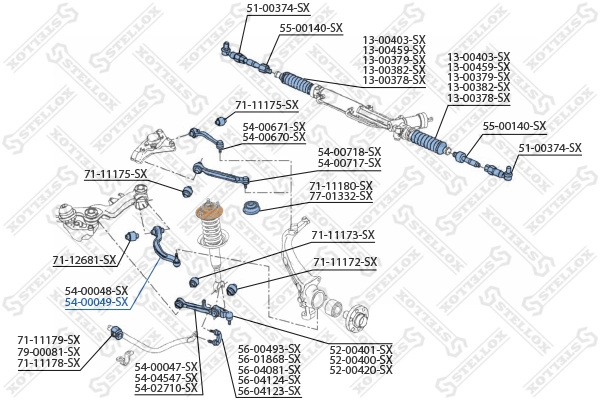 5400049SX Stellox Рычаг передней подвески нижний, правый