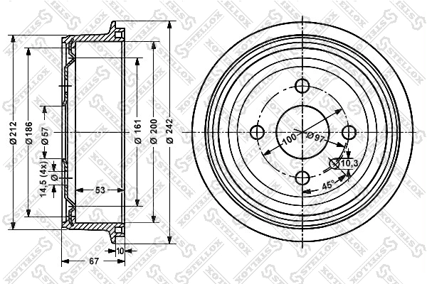 Барабан тормозной задний Euroex EXBD75281CI цена, от 18.94 USD