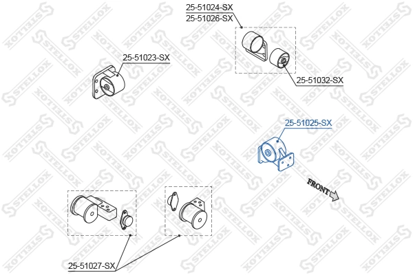 2551025SX Stellox Подушка передней опоры двигателя