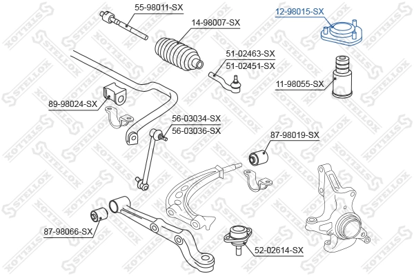 1298015SX Stellox Подушка амортизатора переднего