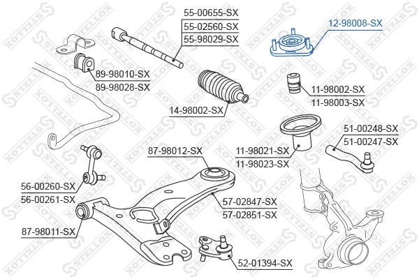 1298008SX Stellox Подушка амортизатора переднего