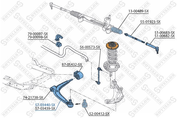 5703440SX Stellox Рычаг передней подвески нижний левый