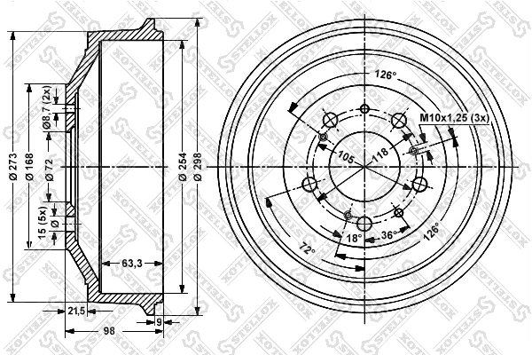 Барабан тормозной задний GP GP1313675080 цена, от 44.31 USD