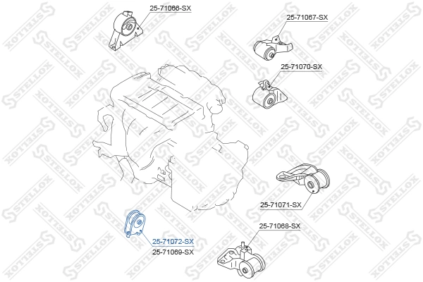 2571072SX Stellox Подушка передней опоры двигателя