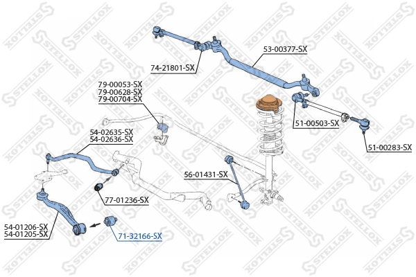 7132166SX Stellox Сайлентблок нижнего переднего рычага