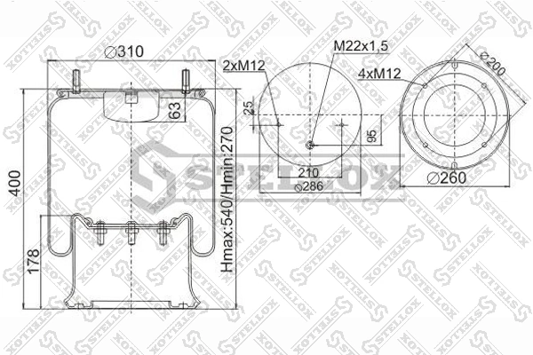 Купить RML75139C2 Blacktech Пневмоподушка/пневморессора моста