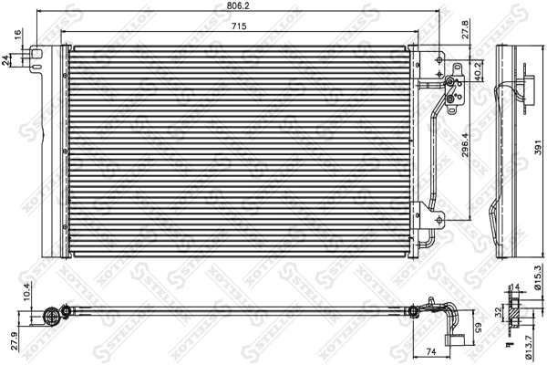 Конденсатор на Volkswagen Multivan T5 7HM, 7HN, 7HF, 7EF, 7EM, 7EN