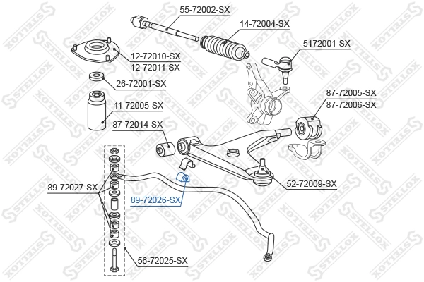 8972026SX Stellox Разрезная втулка стабилизатора