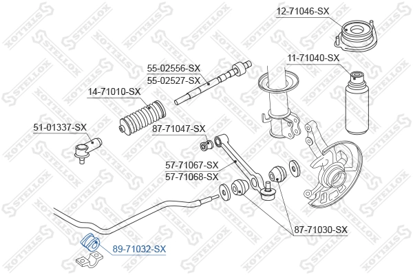 8971032SX Stellox Разрезная втулка стабилизатора