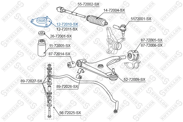 1272010SX Stellox Подушка амортизатора переднего