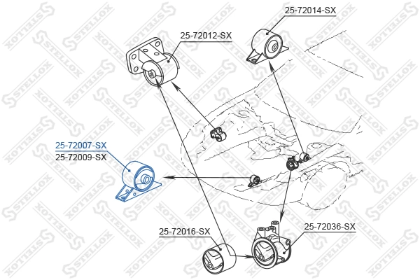 2572007SX Stellox Подушка передней опоры двигателя