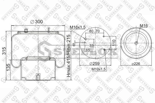 Пневмоподушка/пневморессора моста заднего Blacktech RML7947C1 цена, от 86.33 USD