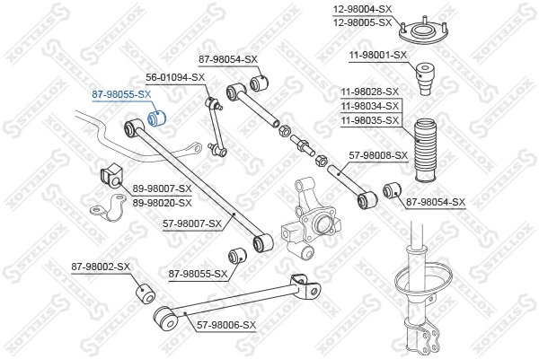 8798055SX Stellox Сайлентблок задней поперечной тяги