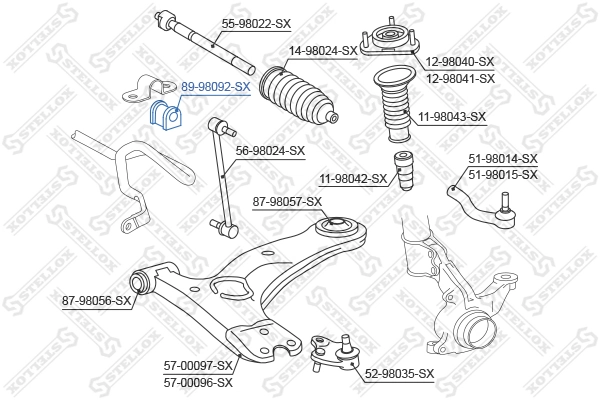 8998092SX Stellox Разрезная втулка стабилизатора