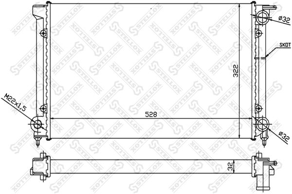 Radiador de esfriamento de motor para Volkswagen Golf II 19E, 1G1