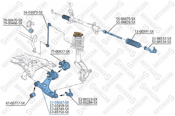 5703687SX Stellox Рычаг передней подвески нижний левый