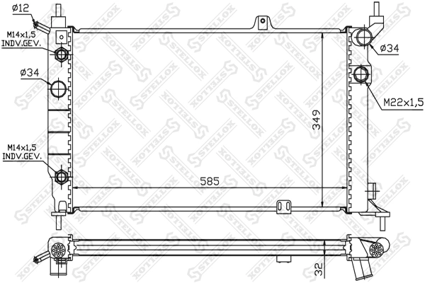 Радиатор охлаждения двигателя Polcar 550708A7 цена, от 35.84 USD