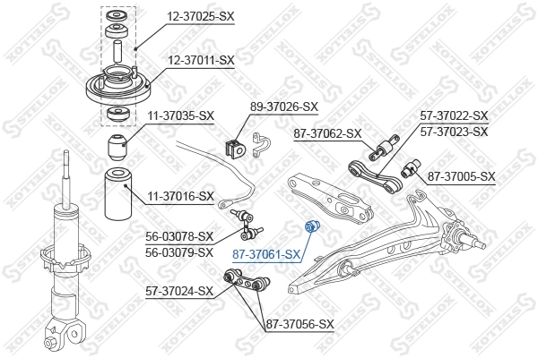 Купить 52622SR3003 Market (OEM) Втулка заднего амортизатора
