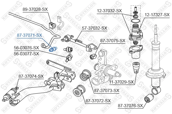 8737071SX Stellox Сайлентблок задней тяги