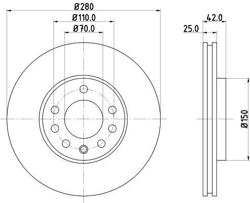 8DD355106071 HELLA Диск тормозной передний