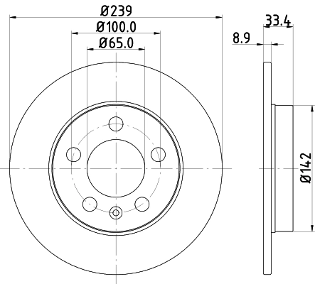 Купить 8DD355107461 HELLA Диск тормозной задний