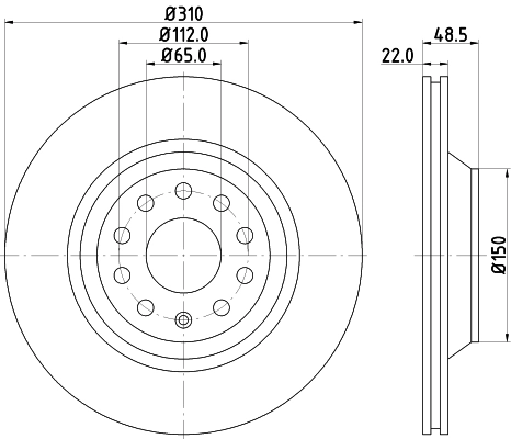 8DD355112121 HELLA Дисковый тормоз