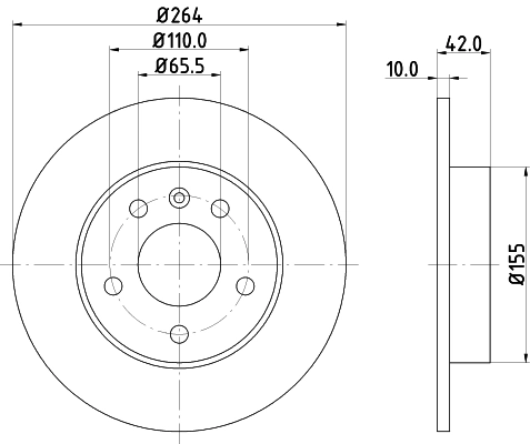 Купить 8DD355106111 HELLA Диск тормозной задний