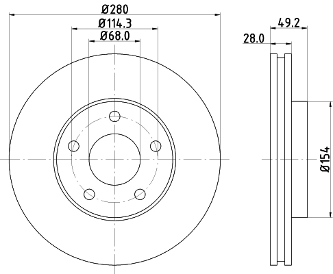 Передний тормозной диск HELLA 8DD355127681