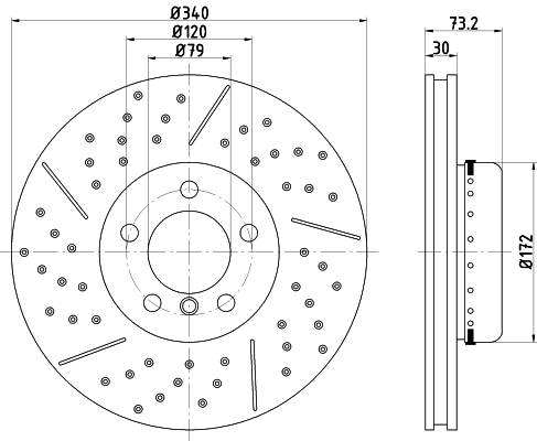 Передний тормозной диск HELLA 8DD355120821