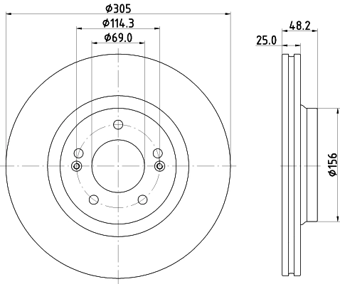 8DD355134391 HELLA Диск тормозной передний