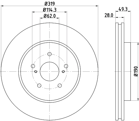 8DD355114981 HELLA Диск тормозной передний