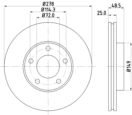 8DD355110881 HELLA Диск тормозной передний