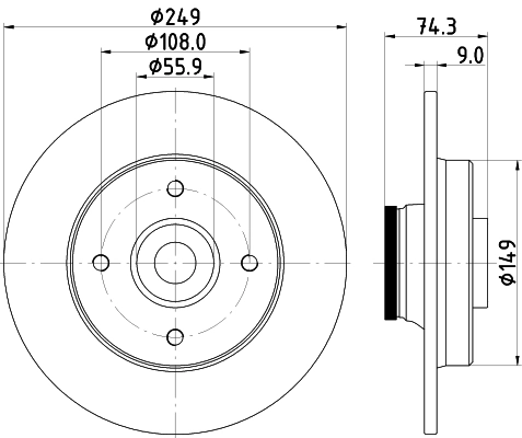 Купить 8DD355123301 HELLA Диск тормозной задний