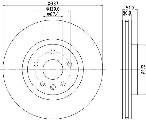 8DD355116051 HELLA Диск тормозной передний