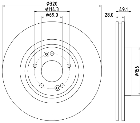 8DD355125121 HELLA Диск тормозной передний