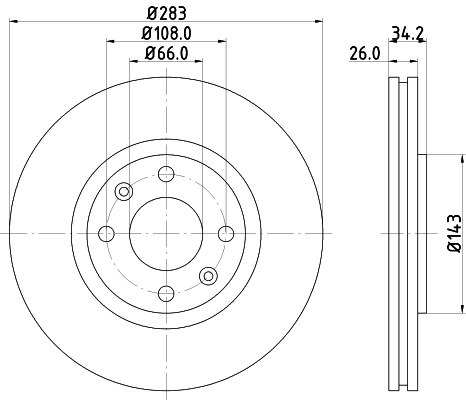 8DD355108371 HELLA Диск тормозной передний