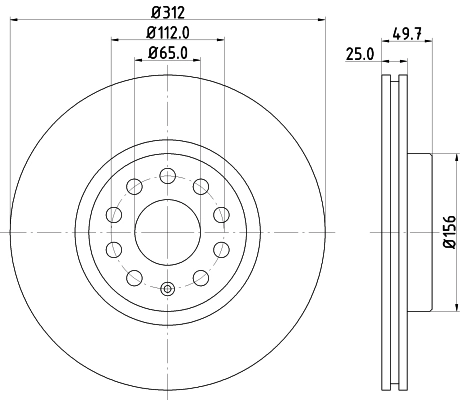 8DD355109521 HELLA Диск тормозной передний