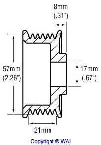 Обгонная муфта генератора на Lexus RX 330/350 U3