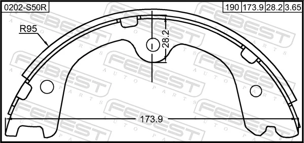 0202S50R Febest Тормозные колодки ручника