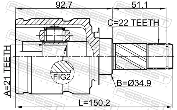 1811Z12 Febest ШРУС внутренний, передний