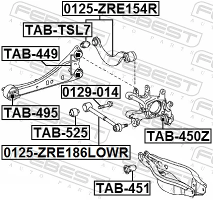 0125ZRE154R Febest Балансир задний верхний