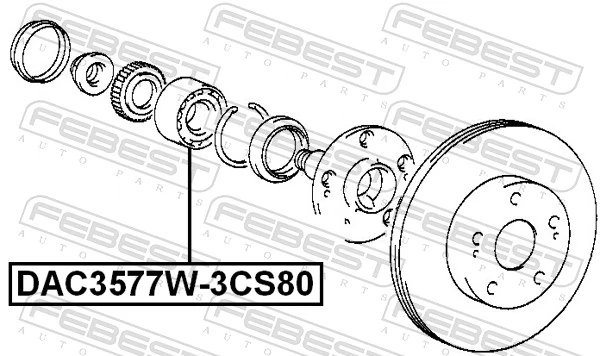 DAC3577W3CS80 Febest Подшипник ступицы передней